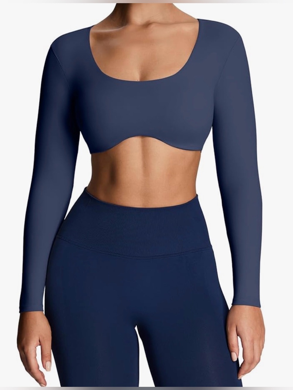 NWOT Navy Cutout Crop Sexy Yoga Athletic Top - Large